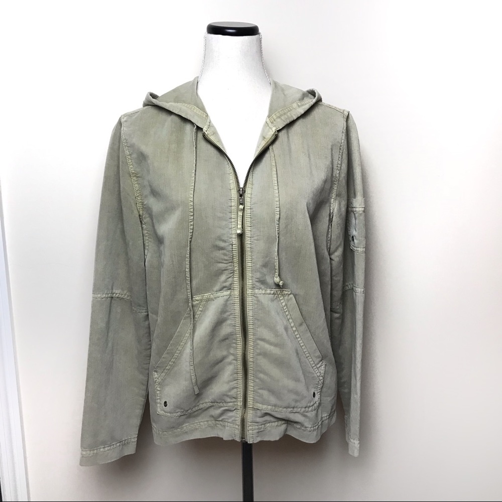 Zip up hooded utility bomber jacket